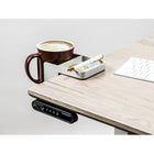 Deflecto - Porte-gobelet pour bureau assis-debout - gris-Le plateau de rangement intégré peut accueillir des fournitures de bureau