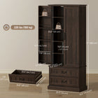HOMCOM - Armoire de cuisine 72 po avec lumière LED et étagères de porte - brun-Le design classique de style ferme avec des détails élégants rehausse l’attrait esthétique de votre maison 