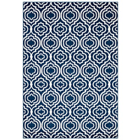 Modway - Frame Treillis marocain de transition Tapis de 5 pi l x 8 pi L - Bleu morcoccan et ivoire-Tapis de transition marocain en treillis