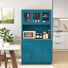 HOMCOM - Armoire de rangement 71 po avec espace pour micro-ondes et vaisselier - bleu marine-Le système anti-basculement améliore la sécurité en fixant le meuble au mur 