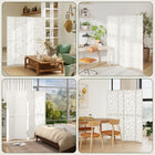 HOMCOM - Séparateur de pièce autoportant à motif géométrique 4 panneaux pour chambre - blanc-Conçu avec un cadre léger en bois de paulownia, ce qui le rend facile à déplacer  
