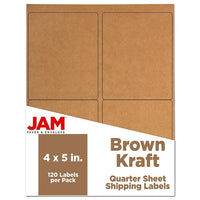 JAM Paper Étiquettes postales, 4 x 5 po, brun kraft, 120/paquet-Étiquettes postales