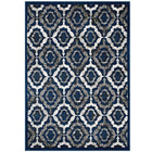 Modway - Kalinda Treillis rustiques vintage marocains Tapis de comédie 8 pi l x 10 pi L - Ivoire marocain bleu et brun-Tapis vintage marocain en treillis
