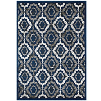 Modway - Kalinda Treillis rustiques vintage marocains Tapis de comédie 8 pi l x 10 pi L - Ivoire marocain bleu et brun-Tapis vintage marocain en treillis