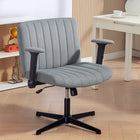 HOMCOM - Fauteuil de bureau large avec accoudoirs et base croisée - sans roulettes - gris-Les accoudoirs rabattables offrent plus d’espace pour les jambes et se glissent facilement sous votre bureau 