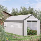 Outsunny - Serre de jardin 20 pi x 10 pi x 9 pi avec portes enroulables et 6 fenêtres-La serre en plastique offre un environnement de croissance idéal pour les plantes  
