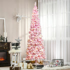 HOMCOM - Sapin de Noël artificiel 7 - 5' forme crayon enneigé avec lumière LED - rose-Vaporisé de neige artificielle pour ajouter un aspect hivernal 