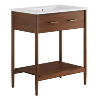 Modway - Zaire 30" Vanette de salle de bain - Blanc noyer-MDF et caoutchouc