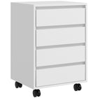 HOMCOM - Classeur à 4 tiroirs pour documents format lettre/A4 avec roulettes verrouillables - blanc-Quatre tiroirs offrent beaucoup d'espace pour les dossiers et plus encore 
