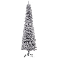 HOMCOM - Arbre de Noël artificiel fin floqué de neige artificielle 7.5pi-Le design floqué de neige ajoute une atmosphère hivernale 