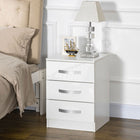HOMCOM - Table de nuit moderne avec 3 tiroirs à finition brillante - blanc - lot de 2-Espace supérieur spacieux pour placer des boissons, des décorations et plus encore 