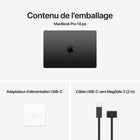 Apple - Portatif MacBook Pro 14 po - M4 Pro - 12 cœurs - SSD 512 Go - Mémoire unifiée 24 Go - Noir Infini - Anglais-Connectez absolument tout: MacBook Pro 14 po comprend trois ports Thunderbolt 5, un port de recharge MagSafe 3, une fente pour carte SDXC, un port HDMI et une prise pour écouteurs. Et il prend en charge jusqu’à deux moniteurs avec la puce M4 Pro