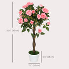 Outsunny - Arbre de roses artificiel 3 pi - rose - lot de 2-Pot lesté avec du ciment et de la mousse PE, garantit la stabilité de l’arbre artificiel 