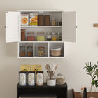 HOMCOM - Armoire murale de salle de bain style ferme, compartiments ouverts et 2 portes - blanc-Fabriqué en MDF peint robuste pour une utilisation durable