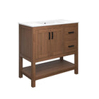 Modway - Ashlyn 36" Vanette de salle de bain - Blanc noyer-Bois de Mindi massif