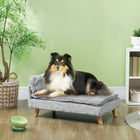 PawHut - Canapé-lit pour chien pour chats moyens avec coussin, oreiller - gris clair-Coussin d’assise de 1,2 po (3 cm) de profondeur pour plus de douceur 