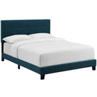 Modway - Amira Tissu rembourré Lit simple, Azure-Tête de lit capitonnée à boutons rembourrés