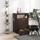 PawHut - Station d’alimentation pour animaux, armoire de rangement, conteneur - café-Livré avec un plan de travail, un compartiment et une armoire pour ranger tous les accessoires de vos animaux 