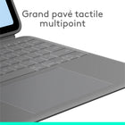 Logitech - Combo Touch iPad Air 13" (M2/M3/M4) Étui Clavier - Gris Oxford - Anglais-Grand pavé tactile multipoint: notre plus grand pavé tactile. Il offre une expérience de suivi intuitive. Les gestes multipoint vous permettent de faire glisser, pincer, appuyer deux fois, et bien plus 
