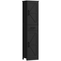 HOMCOM - Armoire de rangement de salle de bain étroite 67 po, noire-Les portes de grange et les poignées en T ajoutent un charme de ferme 