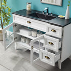 Modway - Isle 48" Armoire à coiffeuse de salle de bain - Blanc Noir-Bassin d’évier en céramique
