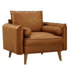 Modway - Revive Rembourré Cuir végane Fauteuil d’accent - Tan-Rembourrage en cuir végane