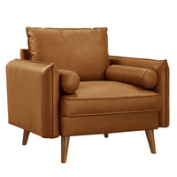 Modway - Revive Rembourré Cuir végane Fauteuil d’accent - Tan-Rembourrage en cuir végane