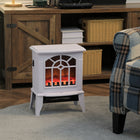 HOMCOM - Poêle électrique portable 18 po avec protection contre la surchauffe - blanc-L’effet de flamme peut être utilisé indépendamment sans la chaleur