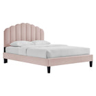 Modway - Daisy Performance Velvet Lit plateforme Queen, Rose-Lit queenne moderne vintage