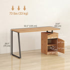 HOMCOM - Bureau d'ordinateur - 53,1 po L x 23,6 po l x 29,5 po H - bois naturel-Offre un espace généreux pour les jambes afin d'assurer une utilisation confortable et détendue