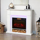 HOMCOM - Cheminée électrique 41 po avec manteau et effet de flamme 3d réglable - 1400 W - blanc-Design encastré avec espace pour les bûches, ajoutant une touche de réalisme