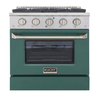 Kucht - 30 po Série KNG Cuisinière Pro Style au gaz naturel - Acier inoxydable/Vert-Cuisez et pâtissez comme un pro grâce au four à convection extra-grand offrant une capacité de 4,2 pi³, une configuration à cinq grilles et une vaste fenêtre d’observation