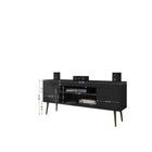 Manhattan Comfort - Meuble TV Bradley 62,99 po style Mid-Century Modern - Noir-Comprend 1 ouverture pour la gestion des câbles