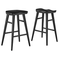 Modway - Saville Dos sans dos Tabourets de comptoir - Noir - Ensemble de 2-Tabourets de comptoir en bois massif de manguier