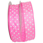 JAM Paper - Ruban de satin simple face - 1 1/2" de large x 50 m - Pois rose vif-Taille : 1,5 po x 50 mètres