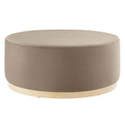 Modway - Tilden Gros velours rond de performance de 38" Rembourré Ottoman - Taupe Natural-Revêtement en velours de performance