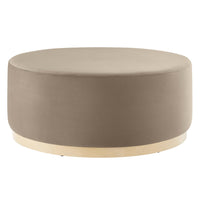 Modway - Tilden Gros velours rond de performance de 38" Rembourré Ottoman - Taupe Natural-Revêtement en velours de performance