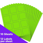 JAM Paper Étiquettes postales carrées, 2 x 2 po, vert néon, 240/paquet-Vert néon