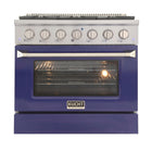Kucht - 36 po Série KNG Cuisinière Pro Style au gaz propane - Acier inoxydable/Bleu-Cuisez et pâtissez comme un pro grâce au four à convection extra-grand offrant une capacité de 4,2 pi³, une configuration à cinq grilles et une vaste fenêtre d’observation