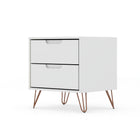 Manhattan Comfort - Table de chevet Rockefeller 20,08" style mi-siècle moderne à 2 tiroirs - Blanc-17,62 po L x 20,08 po l x 21,65 po H