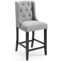 Modway - Baronet Bouton à touffe Tissu rembourré Tabouret de comptoir - Gris clair-Tabouret de comptoir à boutons touffés