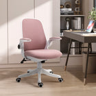 Vinsetto - Chaise de bureau à bascule respirante avec accoudoirs relevables - rose-Tissu style lin respirant pour éviter l’inconfort lié à la transpiration
