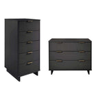 Manhattan Comfort - Granville commode moderne haute étroite et standard - gris foncé - ensemble de 2-Commode de chambre moderne-contemporaine avec une touche de glamour comprenant une haute commode étroite et une commode standard