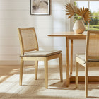 Modway - Ovard Bois et rotin Chaise à manger - Naturel-Coussin rembourré amovible