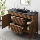 Modway - Render 48" Vanité de salle de bain à un seul lavabo - Noir noyer-Coiffeuse à grains de noyer