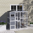 PawHut - Enclos extérieur pour chats 76 po Catio pour 2-3 chats d’intérieur gris-Montage facile avec 2 personnes en 1 à 1,5 heure 