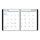 Blueline - 2026 Agenda mensuel Essential 16 mois - 11" x 9-1/16" - Noir - Bilingue-Un mois par page double avec un bloc par jour 