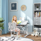 Qaba - Ensemble bureau et chaise pour enfants hauteur réglable avec plateau inclinable - gris-Plateau spacieux inclinable de 0 à 45° pour une posture optimale  
