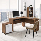 Modway - Transmit Bois Ensemble de bureau et d’armoire à dossiers - Blanc noyer-Stratifié lisse à grain de bois