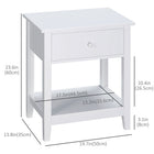 HOMCOM - Table de nuit moderne 13,8 po - blanc-Les étagères supérieure et inférieure spacieuses offrent de la place pour des décorations et d’autres objets 